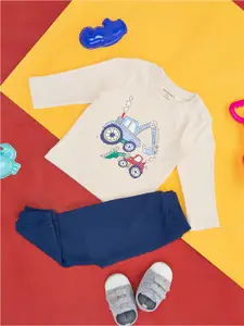 Pantaloons Baby Infant Boys Printed Cotton T-shirt with Pyjamas