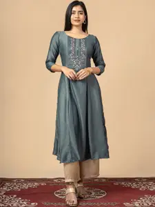 Maybell Women Embroidered Panelled A-Line Kurta
