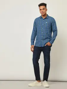 Lee Slim Fit Grid Tattersall Checks Spread Collar Long Sleeves Cotton Casual Shirt