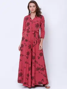 Tokyo Talkies Women Pink Printed Maxi Dress