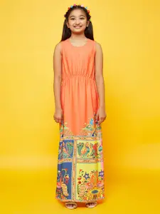 Aks Kids Girls Ethnic Motifs Printed Sleeveless Maxi Dress