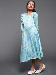 Aks Kids Girls Ethnic Motifs Bandhani Printed A-Line Midi Dress
