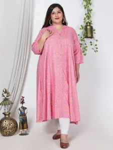 Swasti Plus Size Floral Printed A-Line Kurta