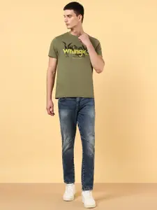 Wrangler Men Low Distress Mid-Rise Heavy Fade Stretchable Jeans