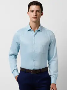 Peter England Elite Micro Ditsy Printed Slim Fit Spread Collar Cotton Formal Shirt