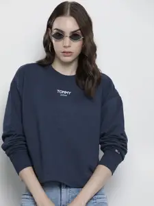 Tommy Hilfiger Brand Logo Printed Drop Shoulder Sleeves Sweatshirt