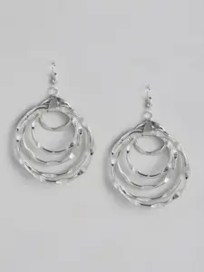 RICHEERA Silver-Plated Circular Drop Earrings