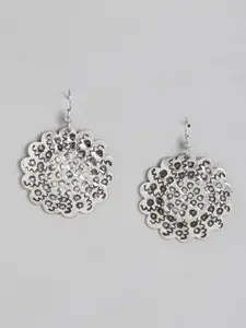 RICHEERA Silver-Plated Floral Drop Earrings