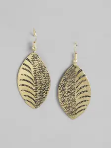 RICHEERA Gold-Plated Leaf Shaped Drop Earrings