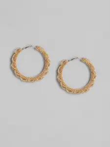 RICHEERA Gold-Plated Artificial Beads Circular Hoop Earrings