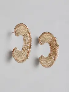 RICHEERA Gold-Plated Artificial Beads Circular Half Hoop Earrings