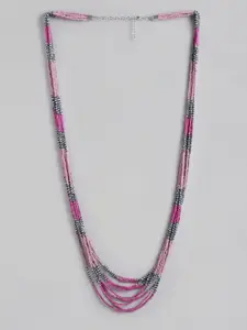 RICHEERA Brass Beaded Silver-Plated Necklace