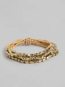 RICHEERA Gold-Plated Artificial Beads Multistrand Bracelet