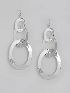 RICHEERA Silver-Plated Oval Drop Earrings