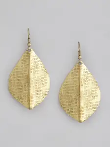 RICHEERA Gold-Plated Leaf Shaped Drop Earrings