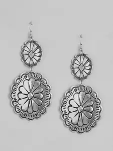 RICHEERA Silver-Plated Floral Drop Earrings