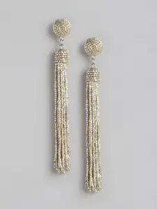 RICHEERA Silver-Plated Artificial Beads Contemporary Drop Earrings