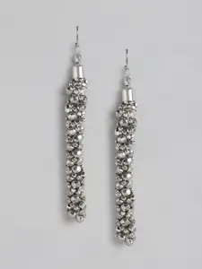 RICHEERA Silver-Plated Artificial Beads Contemporary Drop Earrings