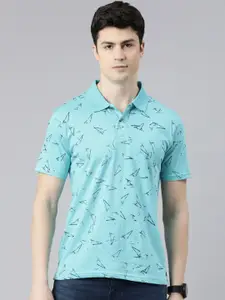 Kryptic Geometric Printed Polo Collar Cotton T-shirt