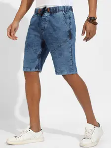 Campus Sutra Men Washed Cotton Denim Shorts