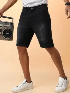 Campus Sutra Men Distressed Cotton Denim Shorts