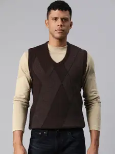 Pierre Carlo Men Self Design Sweater Vest