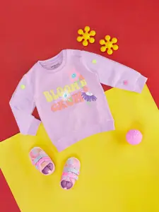 Pantaloons Baby Infant Girls Typography Printed Cotton Sweatshirt