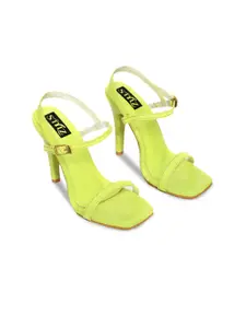 STYLZINDIA Open Toe Stiletto Heels With Buckle Closure
