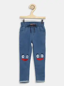 A-Okay Girls Mid-Rise Jogger Fit Clean Look Embroidered Jeans