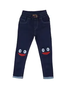 A-Okay Girls Mid-Rise Jogger Fit Clean Look Embroidered Jeans