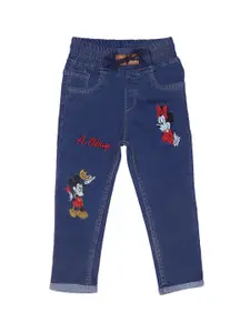 A-Okay Girls Mid-Rise Jogger Fit Clean Look Embroidered Jeans