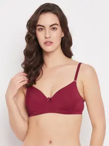 Clovia Maroon Underwired Lightly Padded Full Coverage Bra All Day Comfort