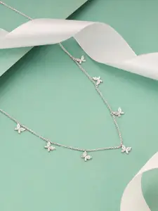 GIVA Rhodium-Plated 925 Sterling Silver Cubic Zirconia Necklace