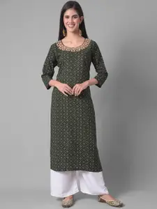 Dollar Missy Geometric Printed Round Neck Straight Kurta