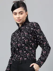 Hancock Smart Floral Printed Opaque Cotton Formal Shirt