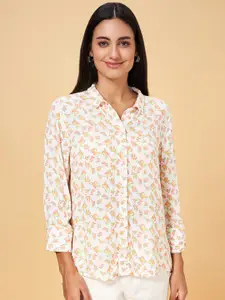 Honey by Pantaloons Off White Floral Print Shirt Style Top