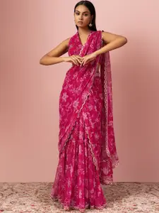 Indya Luxe X VARUN BAHL Floral Printed Sequinned Ready to Wear Saree