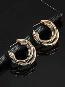 KRYSTALZ Gold-Plated Circular Stud Earrings