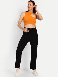 BROADSTAR Women Smart Wide Leg High-Rise Stretchable Jeans