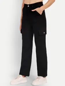 BROADSTAR Women Smart Wide Leg High-Rise Clean Look Stretchable Jeans