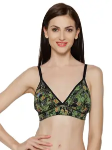 Inner Sense Black & Green Printed Non-Wired Lightly-Padded Sustainable Everyday Bra
