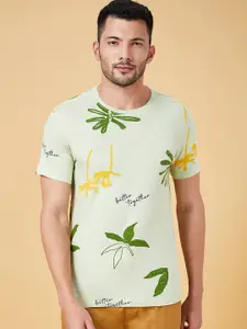 Urban Ranger by pantaloons Floral Printed Slim Fit Cotton T-shirt