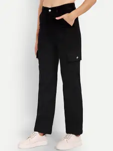 Next One Women Smart Wide Leg High-Rise Clean Look Stretchable Cargo Jeans