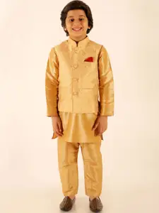 JBN Creation Boys Mandarin Collar Straight Kurta & Pyjamas With Nehru Jacket