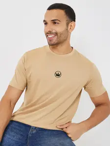 Styli Beige Short Sleeves Pure Cotton T-shirt