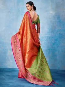 Sangria Floral Woven Designed Zari Detail Saree