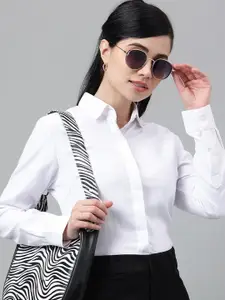 English Navy Relaxed Spread Collar Oxford Formal Shirt