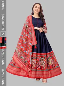 N N ENTERPRISE Selection Of 2 Patola Printed Maxi Ethnic Gown With Dupatta