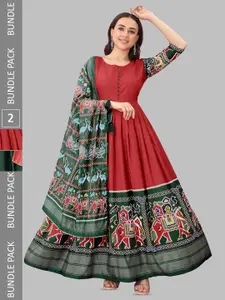 N N ENTERPRISE Selection Of 2 Printed Maxi Ethnic Dress