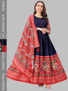 N N ENTERPRISE Selection Of 2 Patola Printed Maxi Ethnic Gown With Dupatta